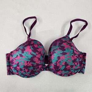 Maidenform Women Bra 34D Purple Artsy Splatter The‎ Dream Underwire Convertible